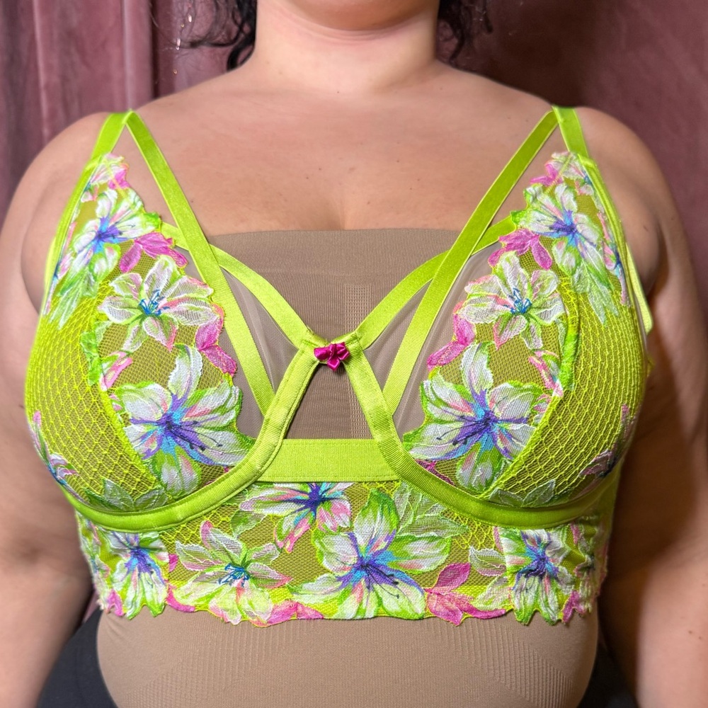 Lace Floral Bralette in Lime Green - Women Intimates